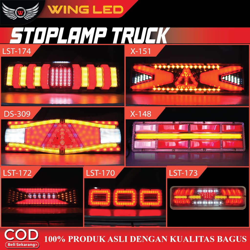 Stoplamp lampu rem Truk LED 12 24 volt lampu indikator mundur Aksesoris Truk