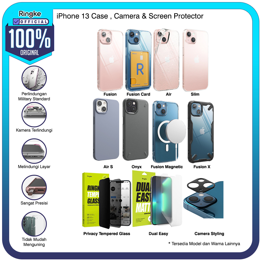 Casing iPhone 13 Softcase Camera Tempered Glass Screen Protector Fusion X Onyx Air Mag Safe Slim