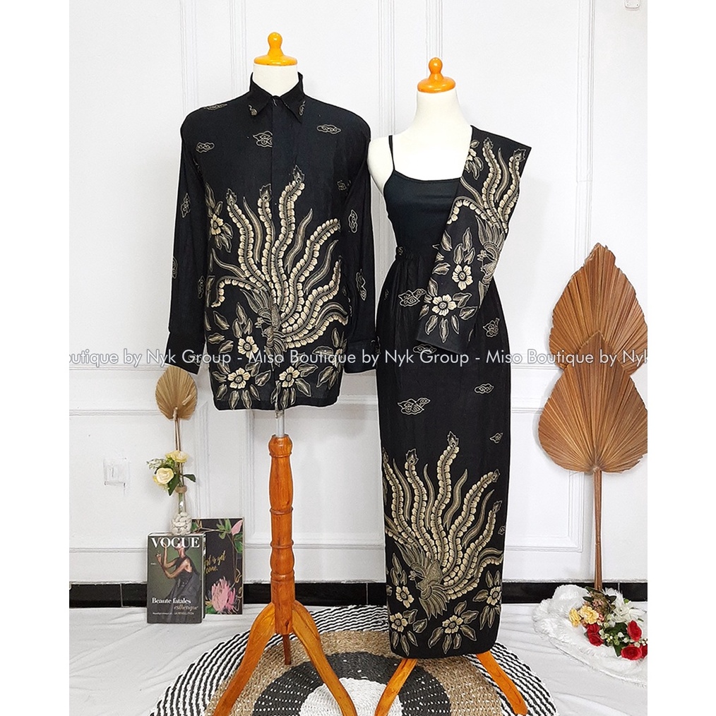 KODE Y68J Couple Batik Kemeja Dan Rok Free Selendang Zevanya  Ready Batik Lengan Panjang M L XL  Rok