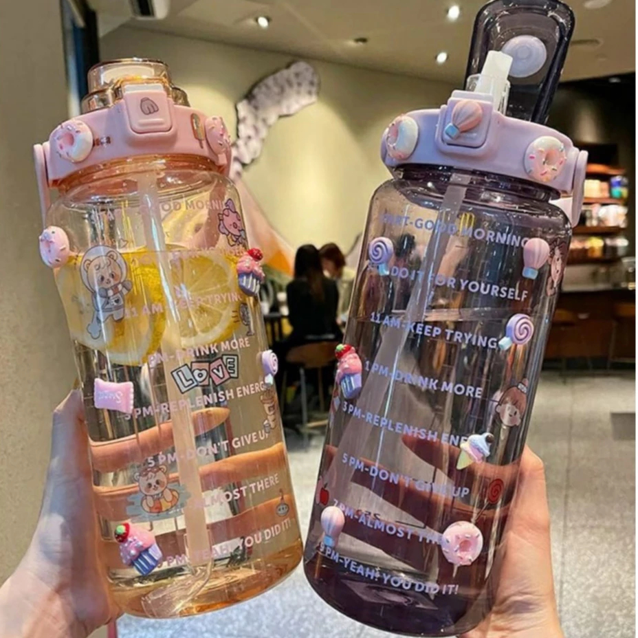 B ( B95 ) BOTOL MINUM KOREA VIRAL TUMBLER MOTIVASI MINUM 2 LITER