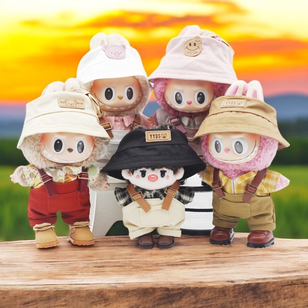 OVERAL LABUBU BONEKA BONEKA, Pakaian BONEKA Labubu 5Cm 10Cm 15Cm 20Cm Keseluruhan, Atasan dan Celana