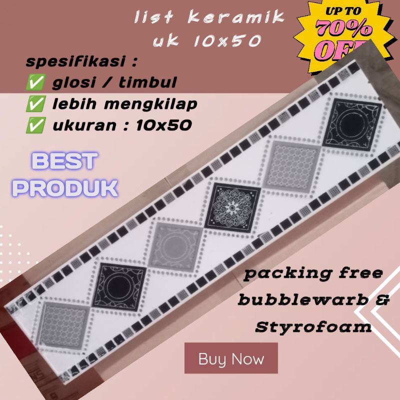 grosir list keramik dinding timbul ukuran 10x50 motif sandira