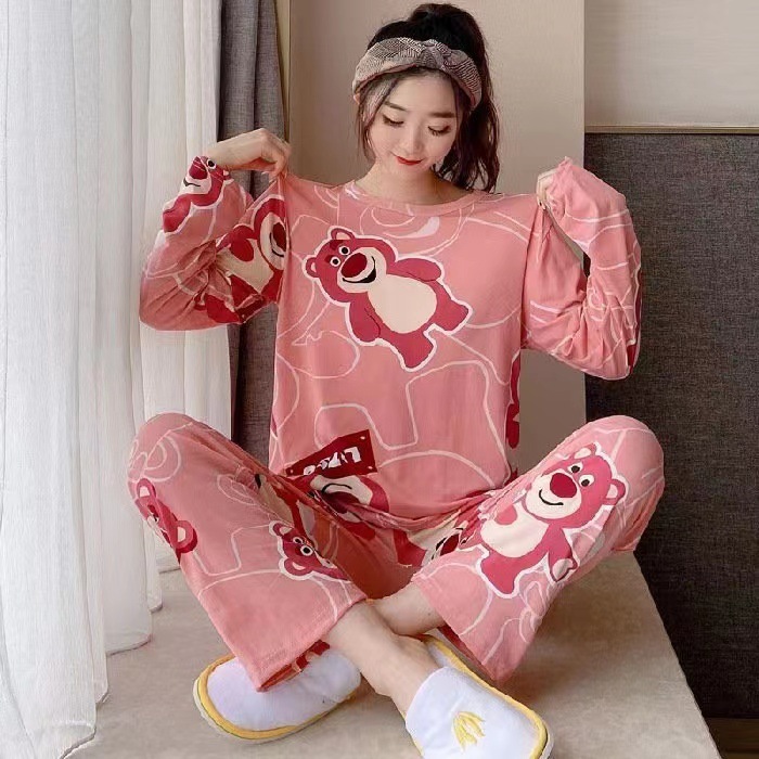 PIYAMA LENGAN PANJANG CELANA PANJANG BAJU TIDUR CEWEK SLEEPWEAR WANITA PIYAMA LUCU WANITA