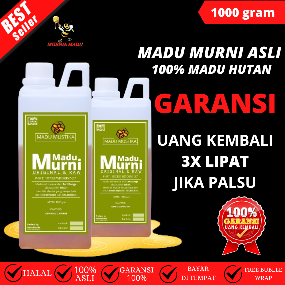 

GARANSI UANG KEMBALI Madu Murni Asli Randu Kemasan 1kg - 1000gram 100% Hutan