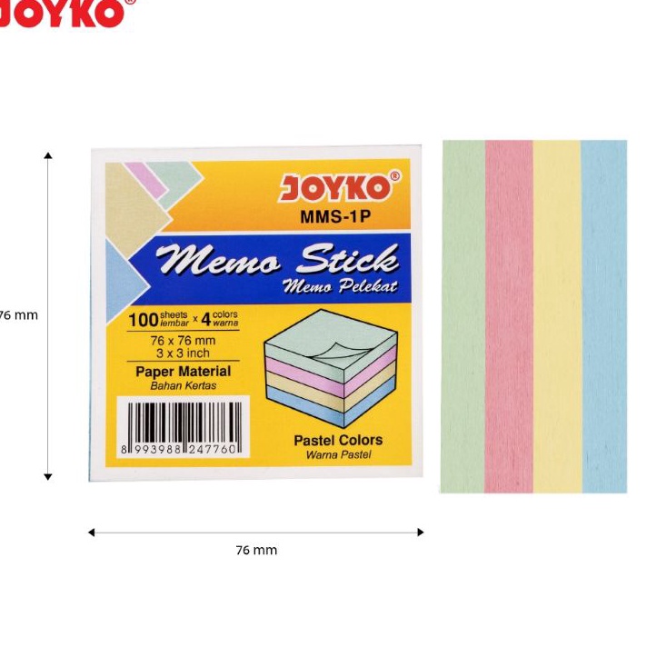 

KF7 Memo Stick Stick Note Joyko Mms 1P 4 Warna