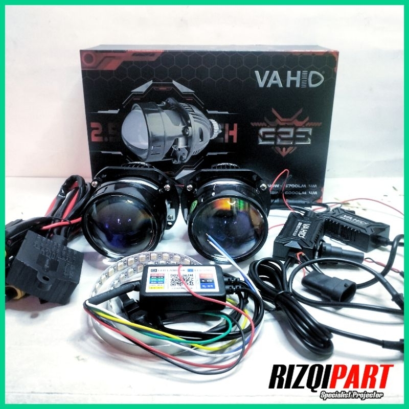 Vahid biled projie e23 | lampu utama mobil dan motor lensa 2.5 inch purple lens sepasang