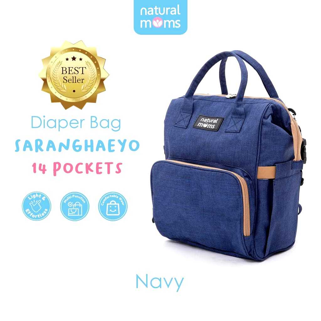 Tas Bayi Multifungsi Tas Bayi Multifungsi Diaper Bag Natural Moms 14 Pockets Baby Diaper Bag