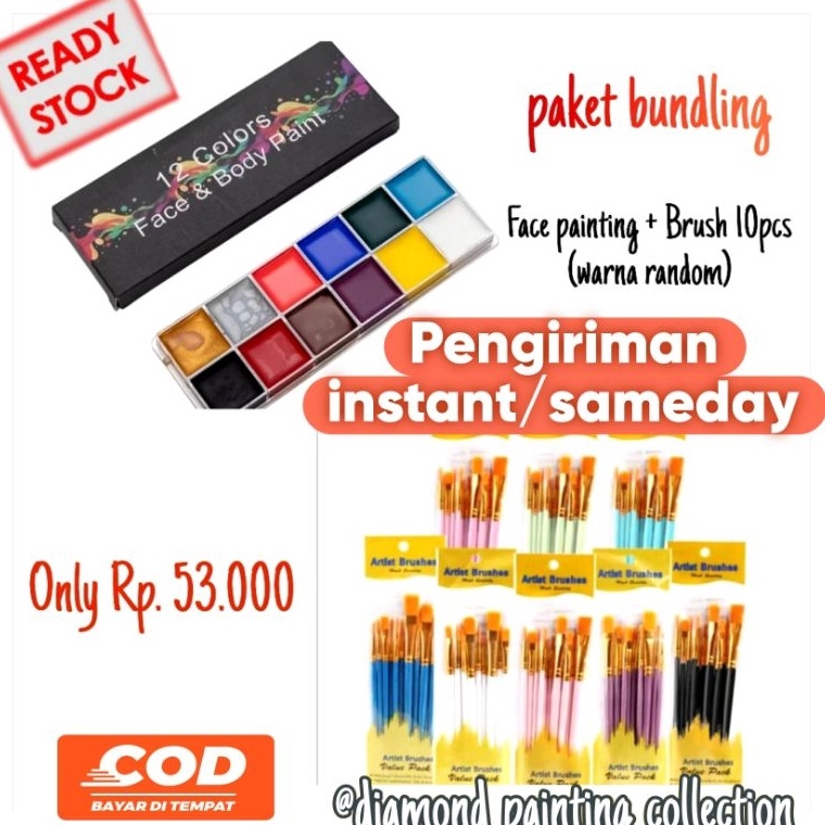 

KODE B32O SPECIAL BUNDLING 12 Warna Face Painting 1 Set Kuas Lukis Isi 1pcs Painting Brush
