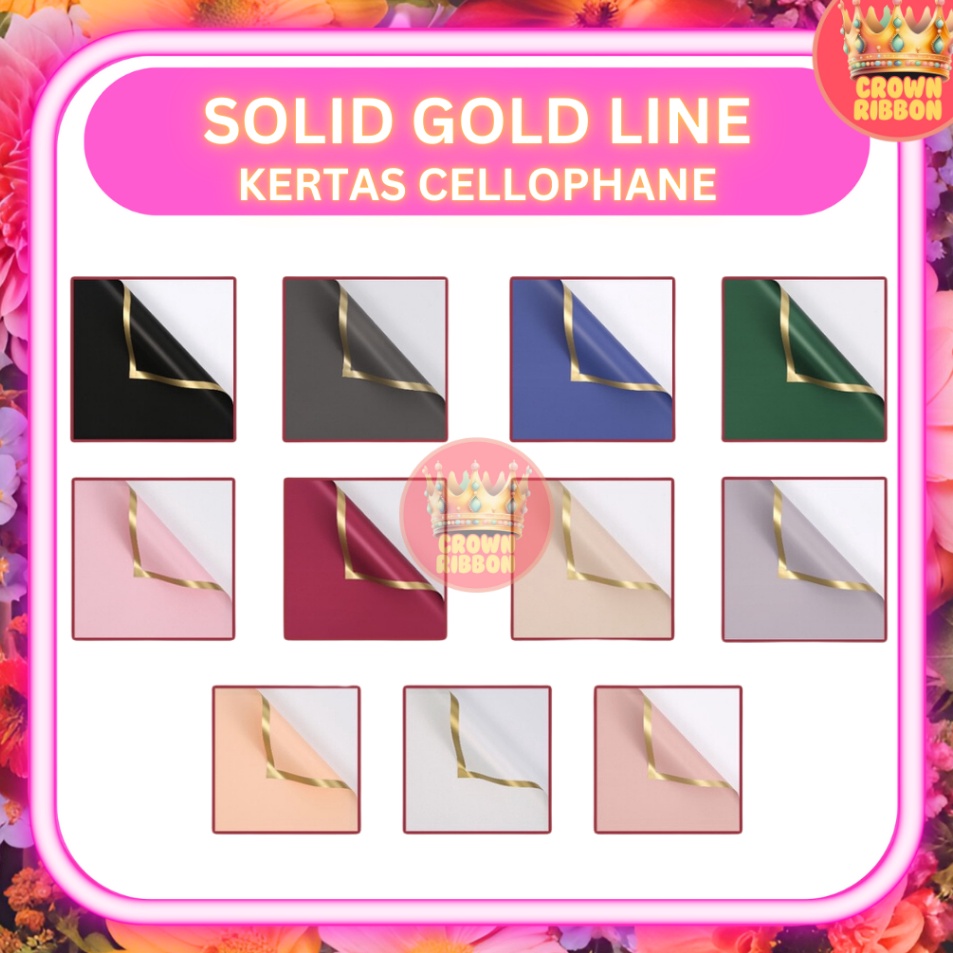 

Dijamin Senang 5 LEMBAR Kertas Cellophane Buket Bunga SOLID GOLD Line Flower Wrapping Paper