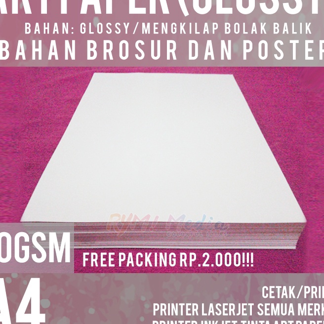 

KF7 Art Paper 12 gsm A4 isi 1 Lembar Kes Bahan Brosur Mengkilap Glossy 12 gram