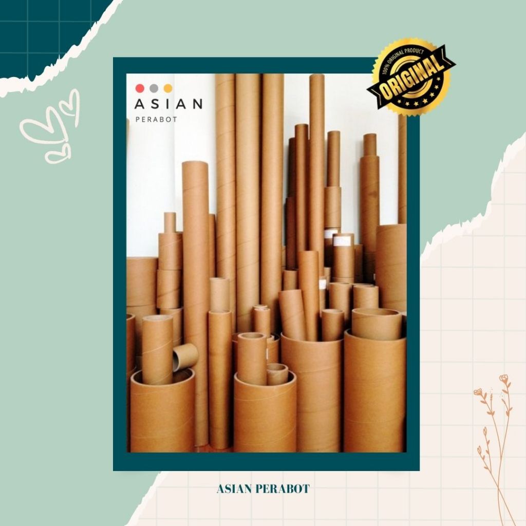 

ASIANPERABOT tanpa tutup PAPER TUBE SELONGSONG KERTAS Dm 6.5 cm ORIGINAL PREMIUM KARTON TABUNG TAS tempat KERTAS STIKER