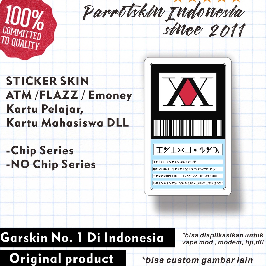 

TERLARIZZZ Hunter License Sticker Skin Card Vinyl ATM Debit Credit Emoney Flazz Stiker HxH Hunter x Hunter