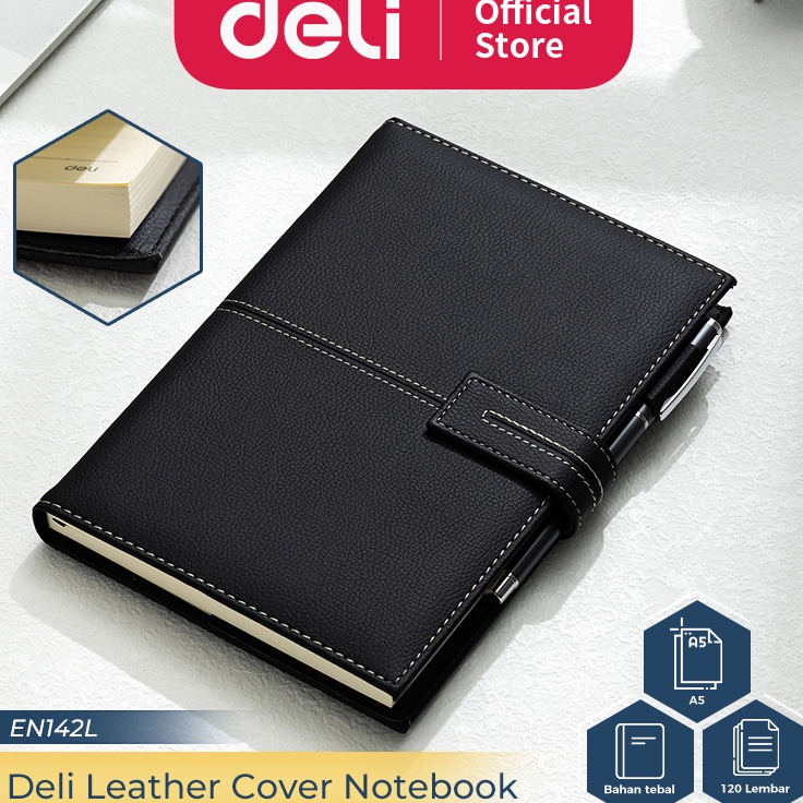 

Ekstra Deli Leather Cover Notebook Buku Catatan Agenda Sampul Kulit A5 12 Lembar Magnetic Lock EN142L