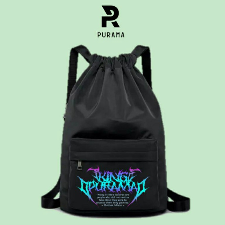 Promo besar PURAMA  String Bag  Tas Serut Gendong Waterproof Pria Wanita Multifungsi Tas Olahraga Se