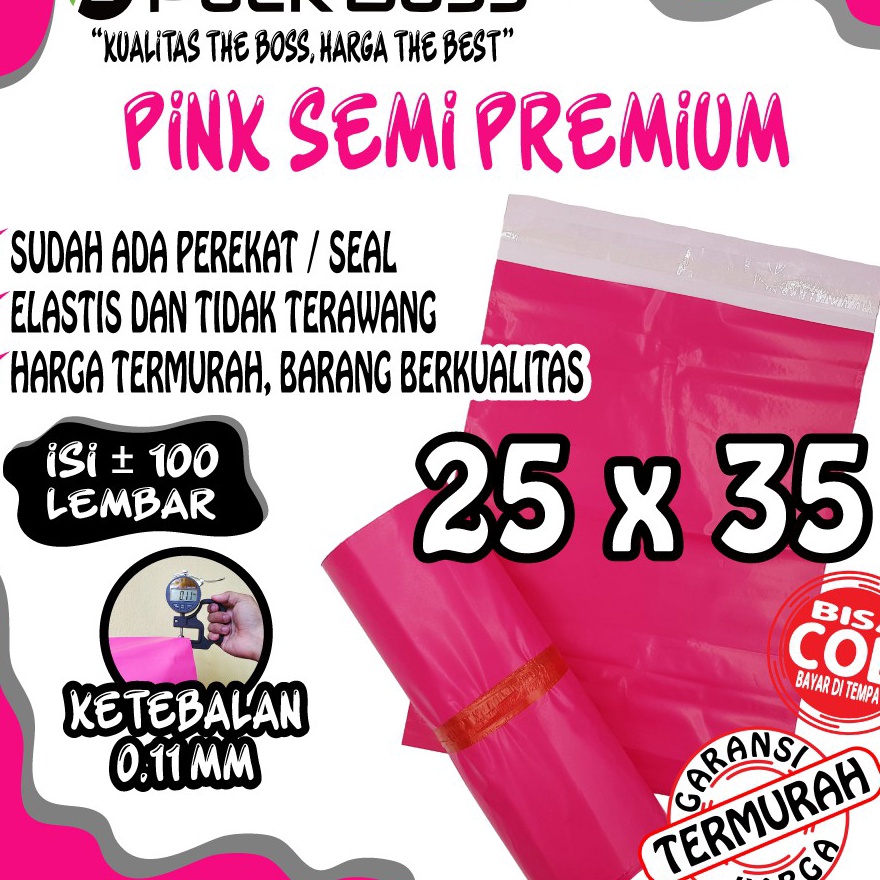 

HJ6 25x35 PINK SEMI PREMIUM POLYMAILER PACKAGING ONADA PEREKAT