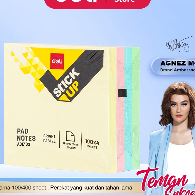 

Cashback Deli Memo tempel Sticky Notes Note Pad 3x3 4 Warna 1 sheet perekat kuat dan tahan lama EA173