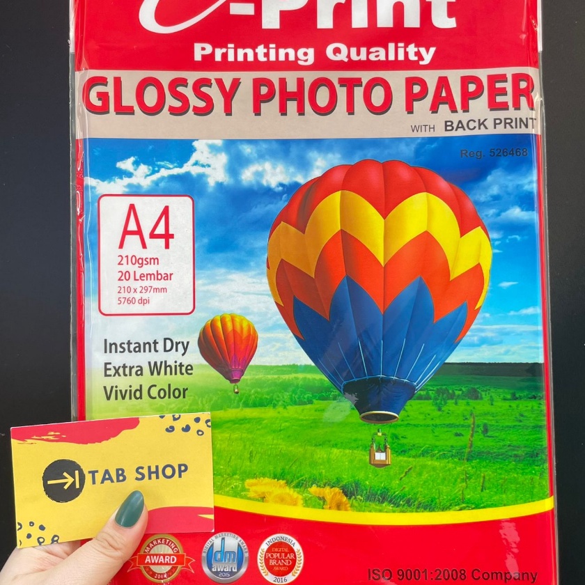 

murah TAB SHOP EPRINT GLOSSY PHOTO PAPER WITH BACK PRINT 21 GSM 2 LEMBAR A4 EPRINT KES FOTO EKONOMIS