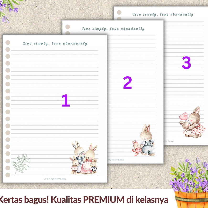 

KP8 RABBIT Loose leaf Isi Kes File binder A5 dan B5 Tebal Refill Map Binder Kelinci Lucu Grid Dotted Blank Garis Kotak Titik Polos CHESTER LIVING