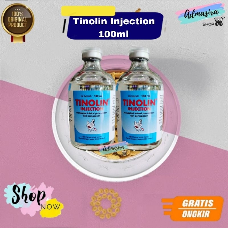 TINOLIN INJECTION 100ML Medion Obat Infeksi Pencernaan dan Pernafasan Unggas Sapi Kambing Tinolin in