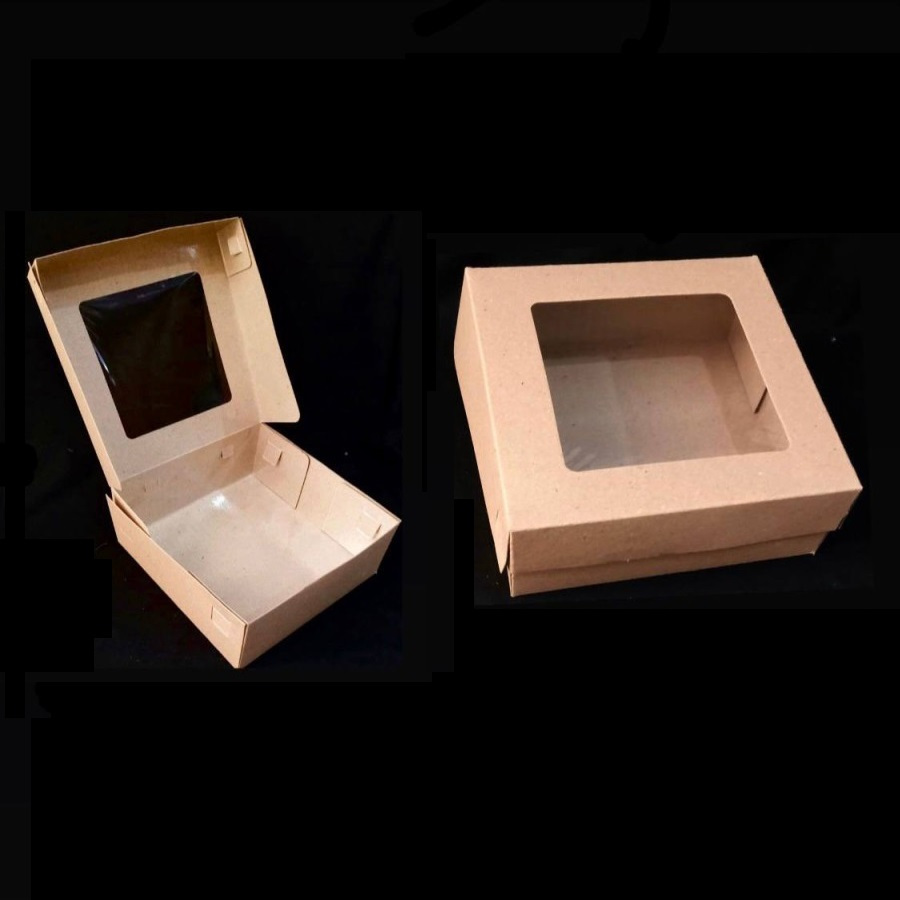 

( 10 pcs ) Box Kotak Mika Packaging Kado Hampers Kue Dus 18x18x7 cm Kemasan Brownies