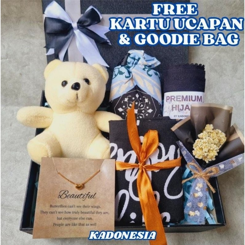 PREMIUM Hampers Hijab Cewek Kado Sajadah / Hadiah Ulang Tahun Alquran ( Qaila )