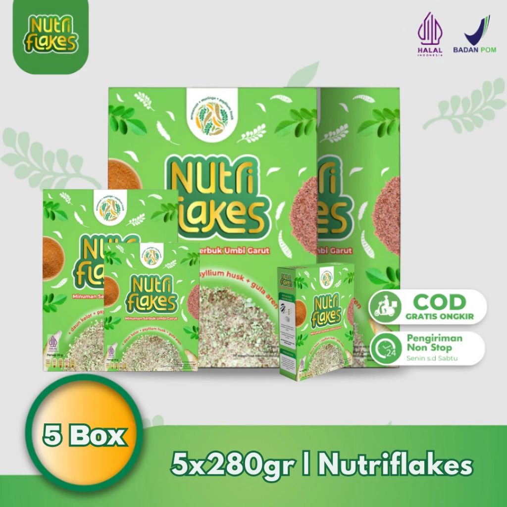 

Nutriflakes Original Sereal Umbi Garut Solusi Asam Lambung Paket 5 Box