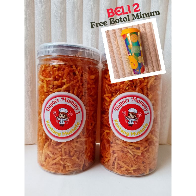 

Paket Bunding 2 Pcs Kentang Mustofa Pedas Manis Gurih FREE Botol Minum. Toples Tinggi uk 1000ml.
