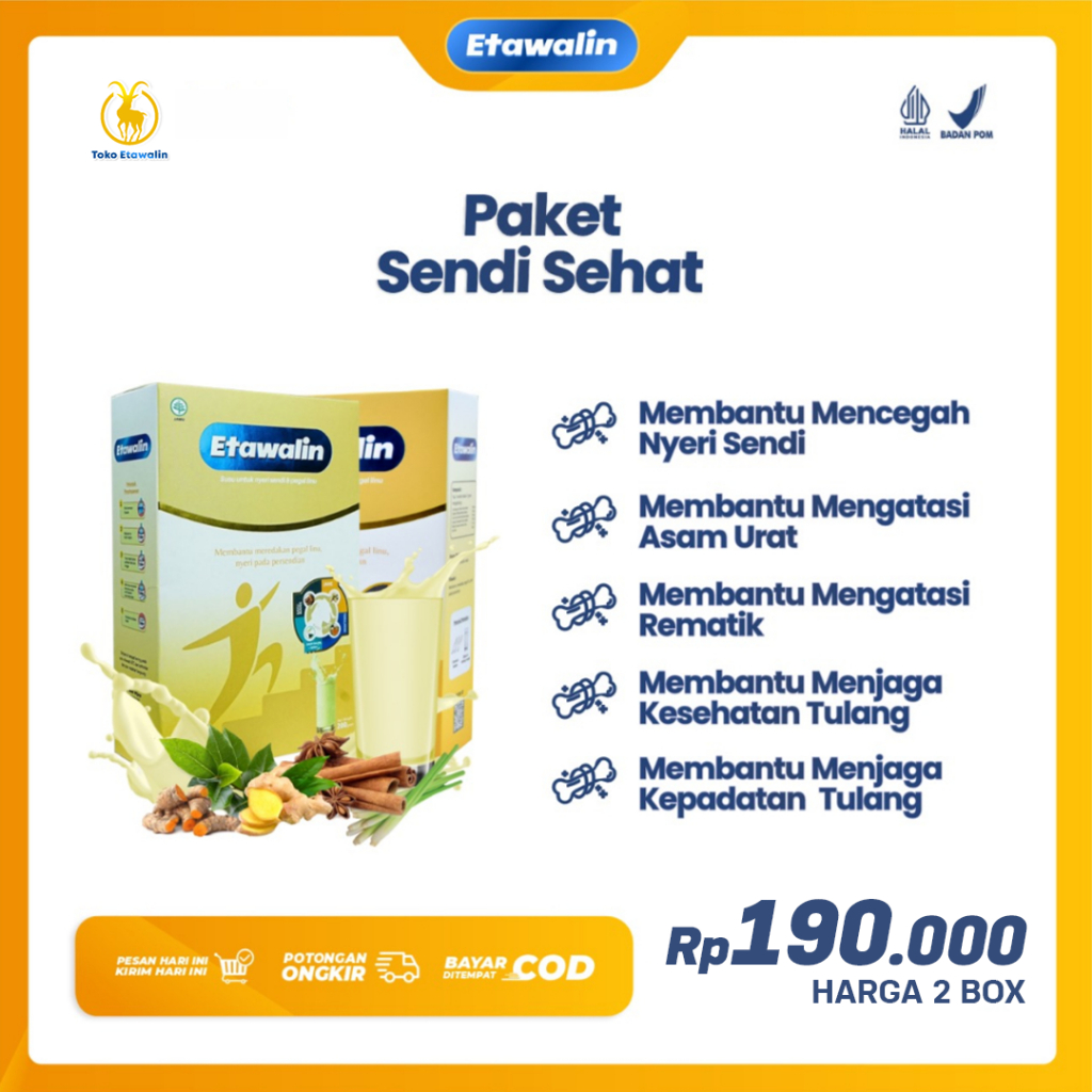 

Paket 2 Box Susu Etawalin - Solusi Efektif Atasi Masalah Sendi dengan Terapi Susu Susu Memperkuat Kepadatan Tulang Susu Meningkatkan Daya Tahan Tubuh Susu Asam Urat Susu Sendi Susu Nyeri Sendi Susu Pegal Lini Susu Asam Urat