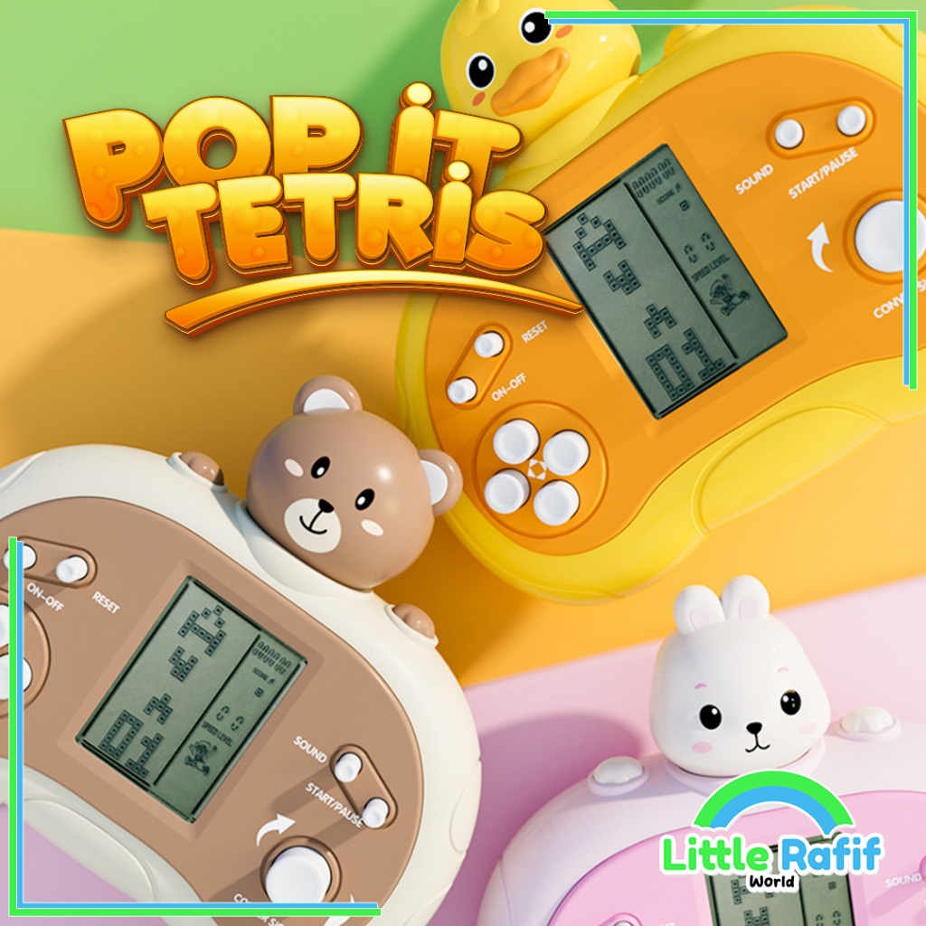 Pop It Elektrik Tetris Mainan Edukasi Puzzle Brick Balok Susun Game Mainan Keluarga Quick Push Nyala Musik Light Led Tetris 9999 Gameboy Console Fidget Hadiah Toy Gift