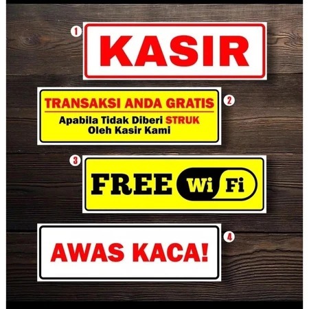 STIKER kasir Free wifi Awas Kaca 7,5x23cm . sign Rambu k3 safety