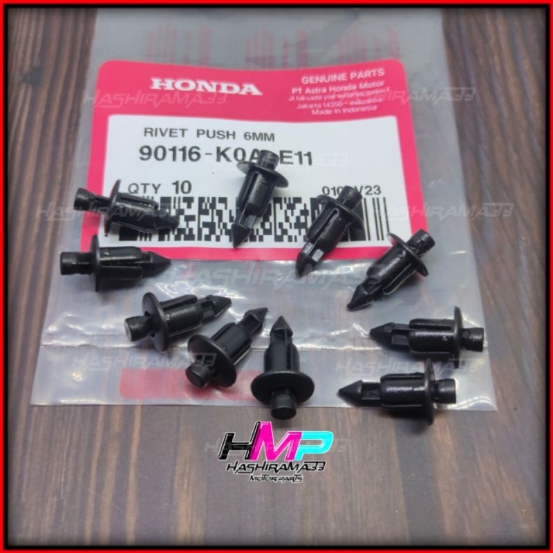 10 PCS RIVET PUSH 6MM / Kancing Body Honda Beat Vario 150 Vario 160 PCX Baut Clip Bodi Set Beat Vari