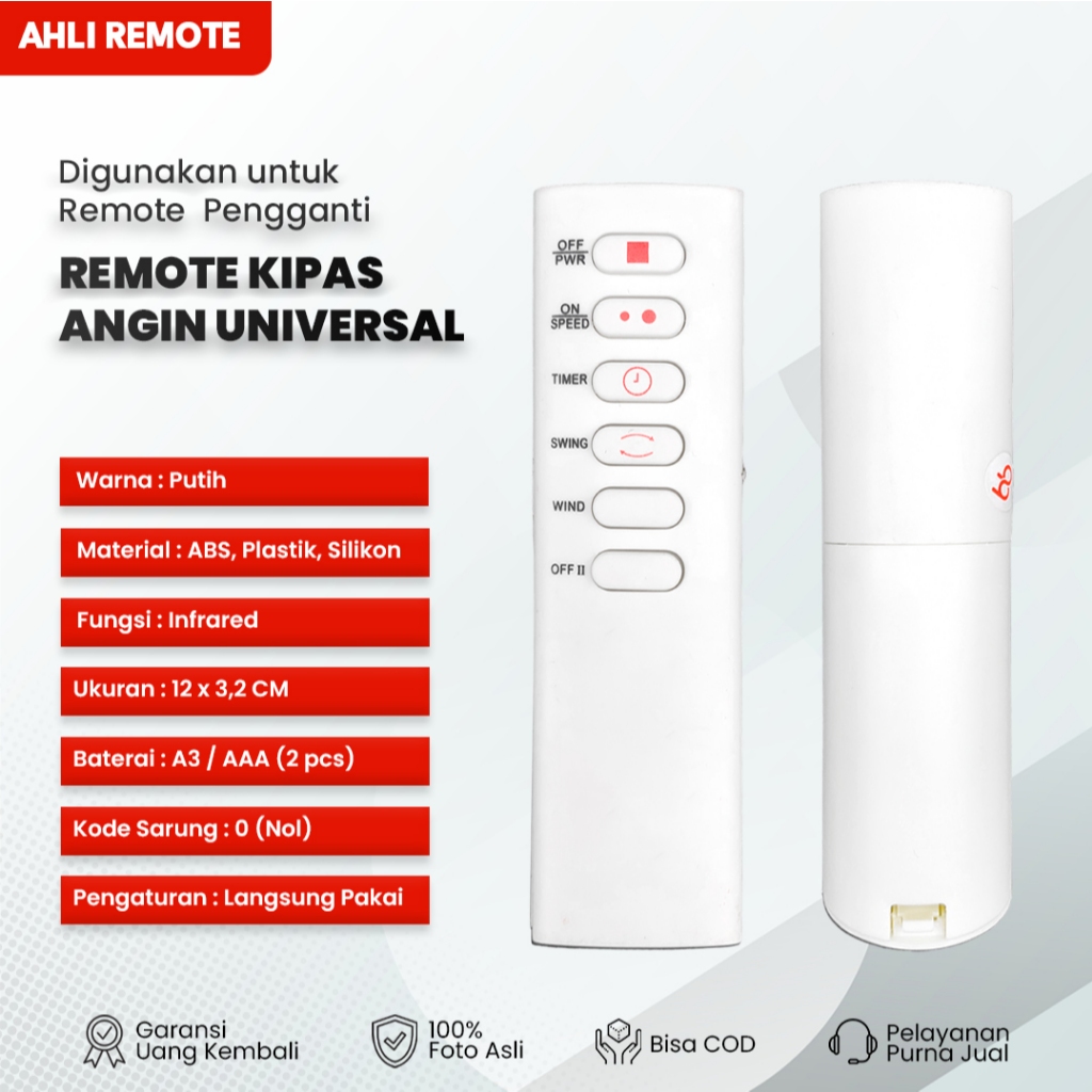 Remot Kipas Angin Universal Miyako, Cosmos, Sekai, Maspion, Arashi, Yundai, Dll / Remote Kipas Stand