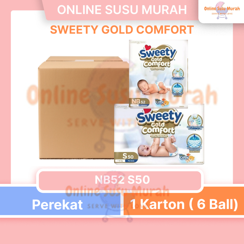 SWEETY GOLD COMFORT TAPE PAKET 6 BALL / 1 KARTON NB52 S50 PEREKAT NB 52 S 50 PPKS