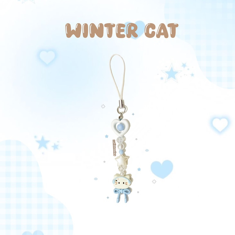 WINTER CAT MINI PHONE STRAP ✮ Y2K PHONE STRAP