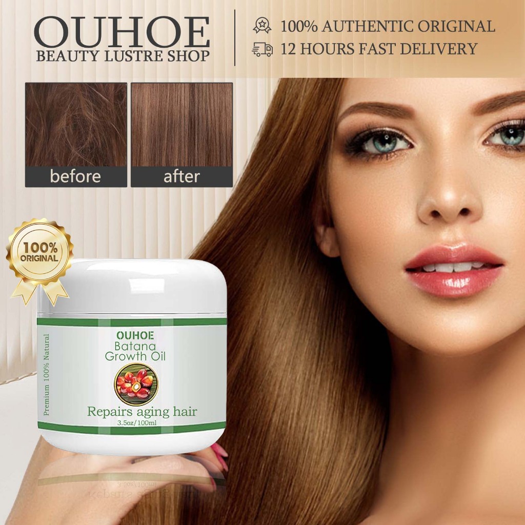 OUHOE Batana Hair Oil Cream 100ml Batana Growth Oil 100% Batana Oil Strengthen Hair Anti Botak