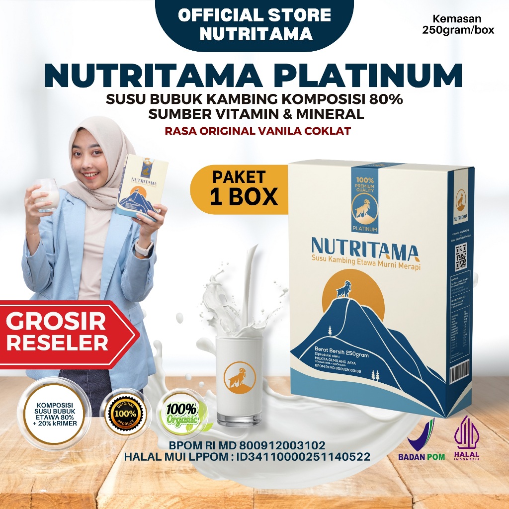 

Susu Nutritama | Susu Kecerdasan anak | Susu Etawa anak | Susu Etawakid | Susu NUTRITAMA bukan Etawaku | NUTRITAMA PLATINUM Bukan Etawaku Platinum | Susu Kambing untuk anak | Susu bubuk Etawa | Susu Etawa premium | Susu Etawa Platinum kemasan 250gram