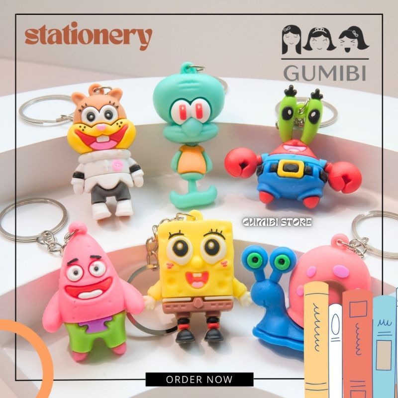 GANTUNGAN KUNCI SPONGEBOB FAMILY GANCI SPONGEBOB PATRICK SQUIDWARD MR CRAB SANDY GANCI SOUVENIR SPON