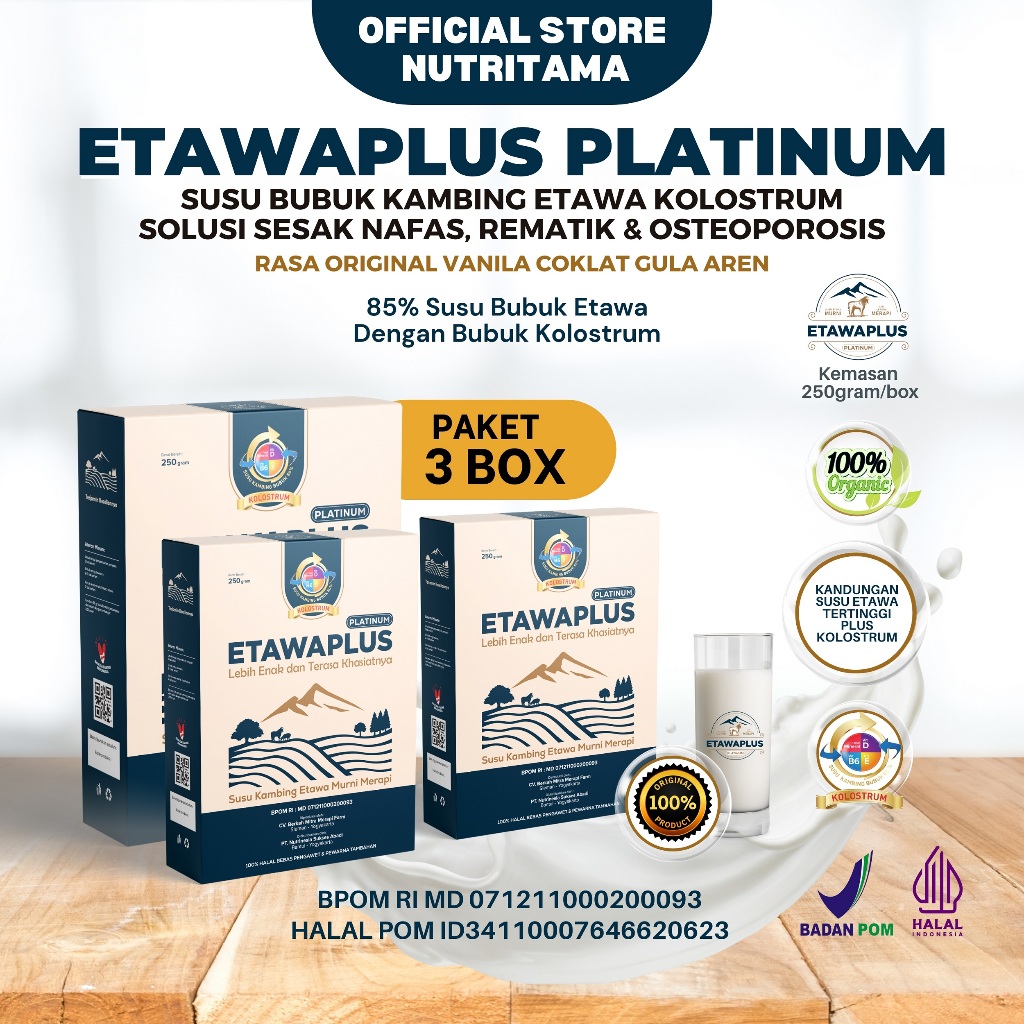 Susu Kambing Etawaplus Kolostrum | Paket Hemat 3 Box Berat 750gram | Etawaplus | Susu Etawa | Susu K