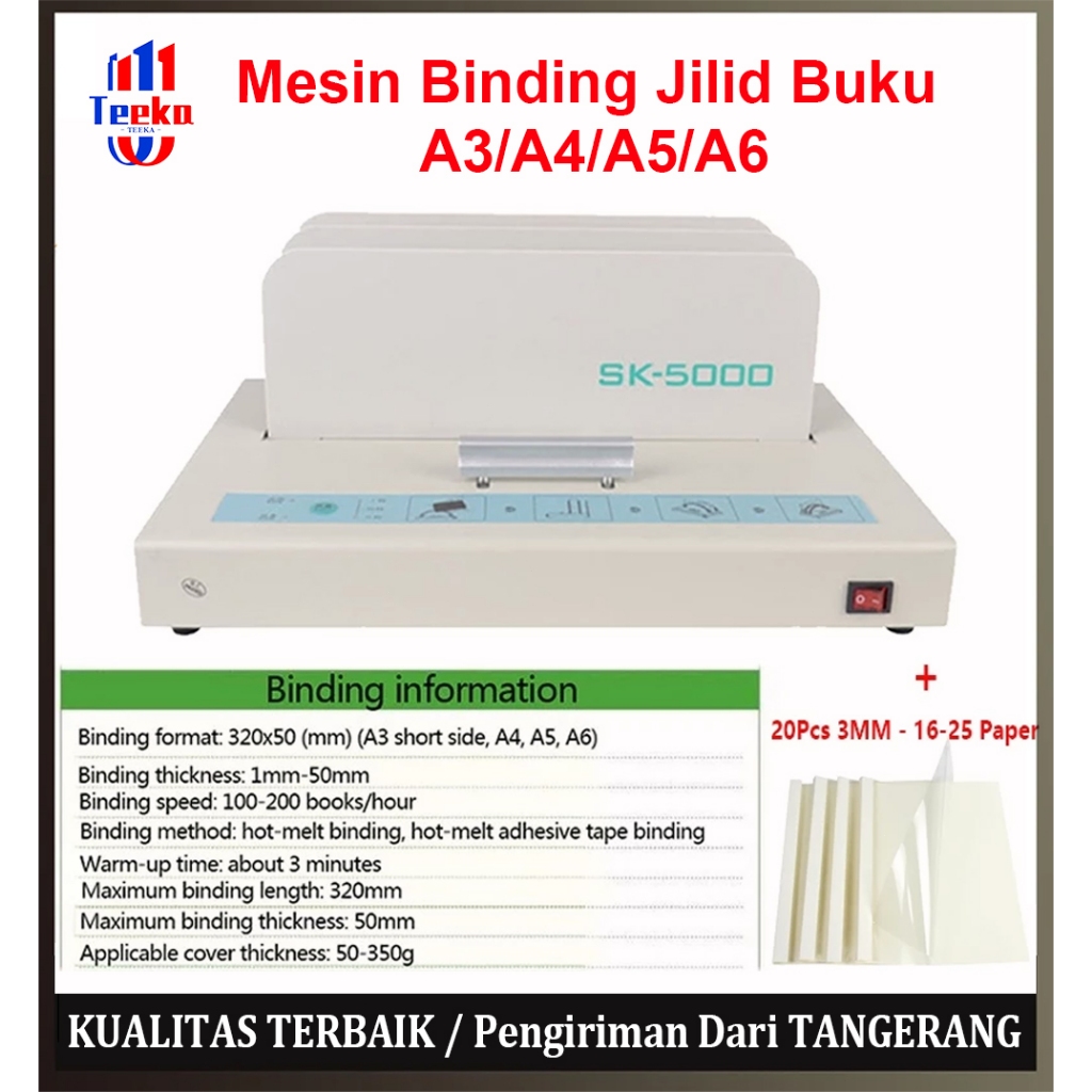 

TEEKA Mesin Binding Jilid Buku A3/A4/A5/A6 - Mesin Jilid Lem Panas Buku Softcover Hardcover Kualitas Premium Penerbit