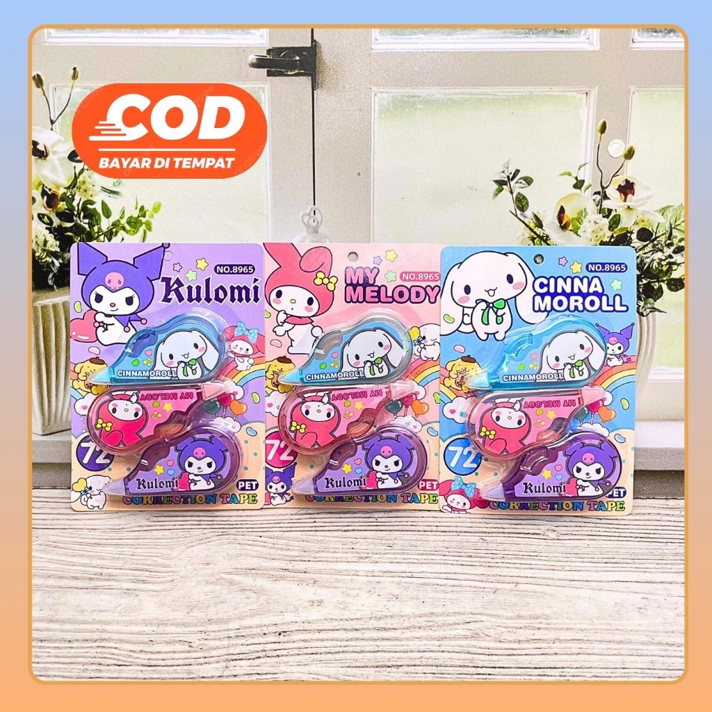 

CORRECTION TAPE SANRIO 3 IN 1 NO.8965 CT-1531 CINNAMOROLL MELODY KUROMI HAPUSAN PEN KERTAS LUCU UNIK ALAT TULIS KANTOR PERLENGKAPAN SEKOLAH MURAH TERMURAH COD