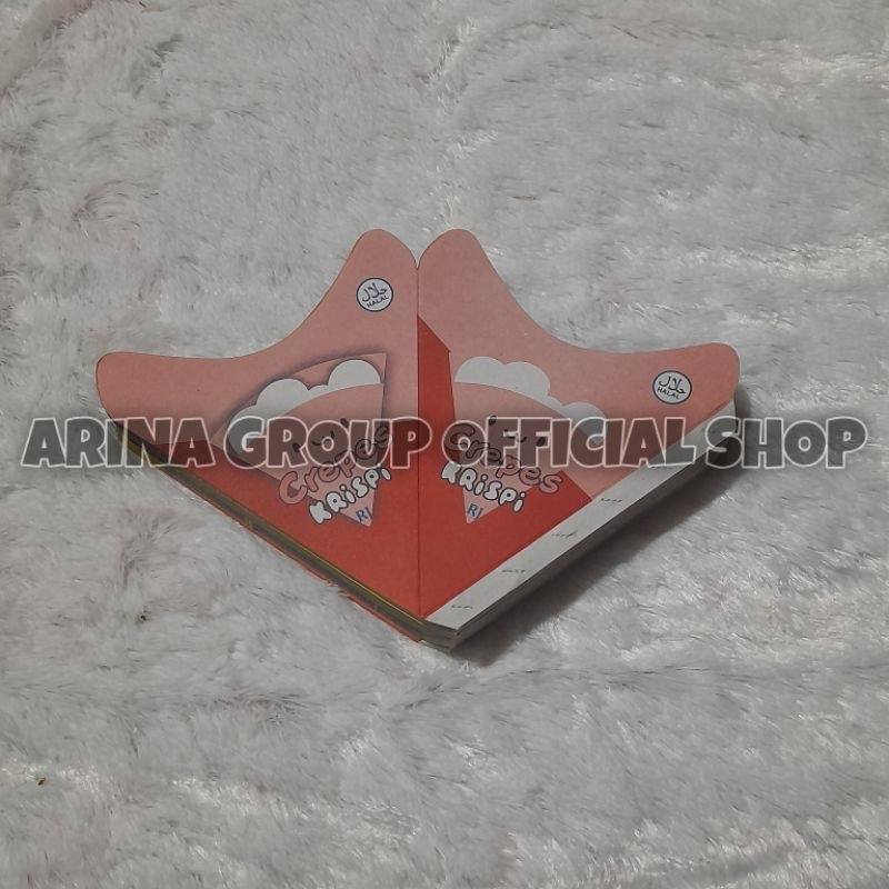 

300 LEMBAR KEMASAN CREPES 3D PAPER CRAFT | KERTAS LEKER CRISPY HIGH QUALITY | BOX LEKKER WAFFLE CROFFLE PRODUK TERBARU | ARINA SHIVA GROUP 1858