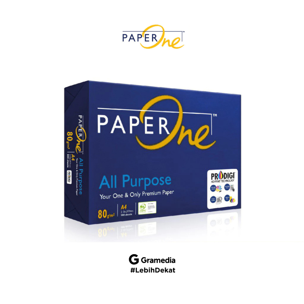 

Gramedia Jember - PaperOne kertas A4 80gr All Purpose 1 Rim ( 500 lembar ) Kertas HVS