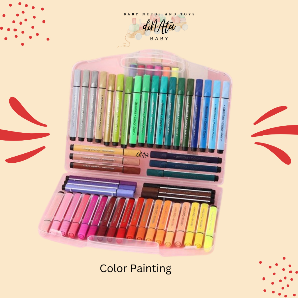 

[ DINATA Baby ] - Keywaste Children's Hard Head Watercolor Triangular Rod Large -kapacity Box Elementary School 12 Color Painting Pena Warna Pena Spidol