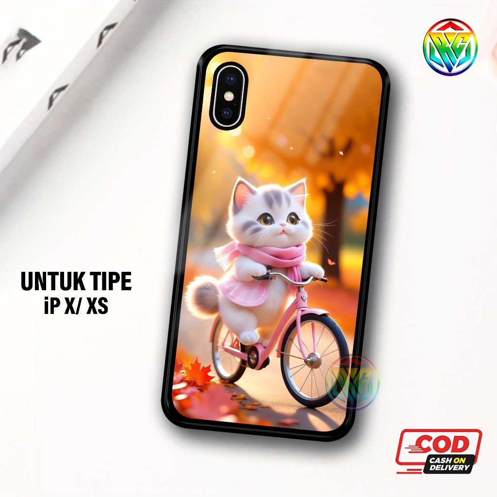 Real Case iPHONE X/XS Terbaru Case kilau - New Case Glossy casing Hp IPHONE X/XS [Motif MEOW] - Hard