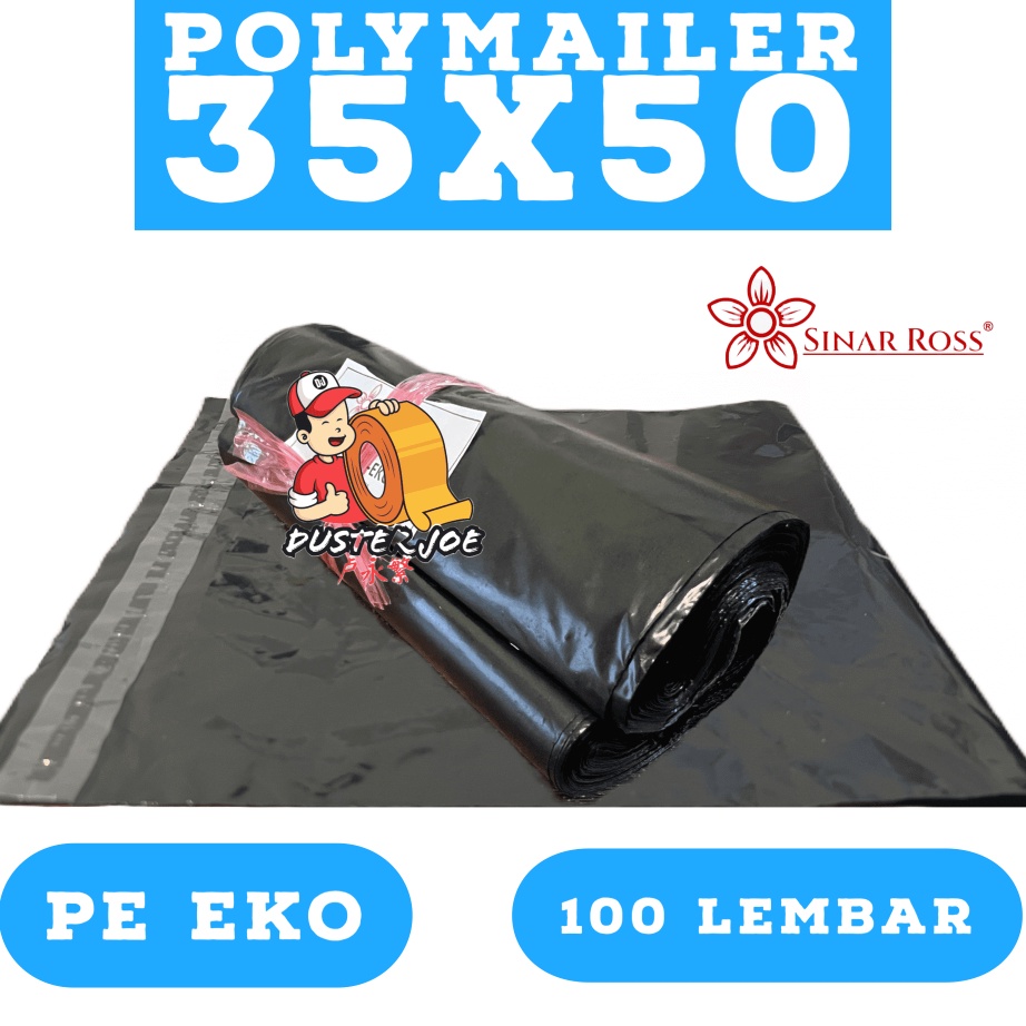 

HJ6 Plastik Polymailer 35x5 Sinar Ross EKO Hitam PE Per 1 ikat