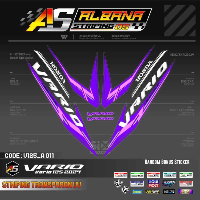 DEKAL STICKER VAREASI VARIO 125  2024 TRANSPARAN/STRIPING VARIO 125 TRANSPARAN UV 2024