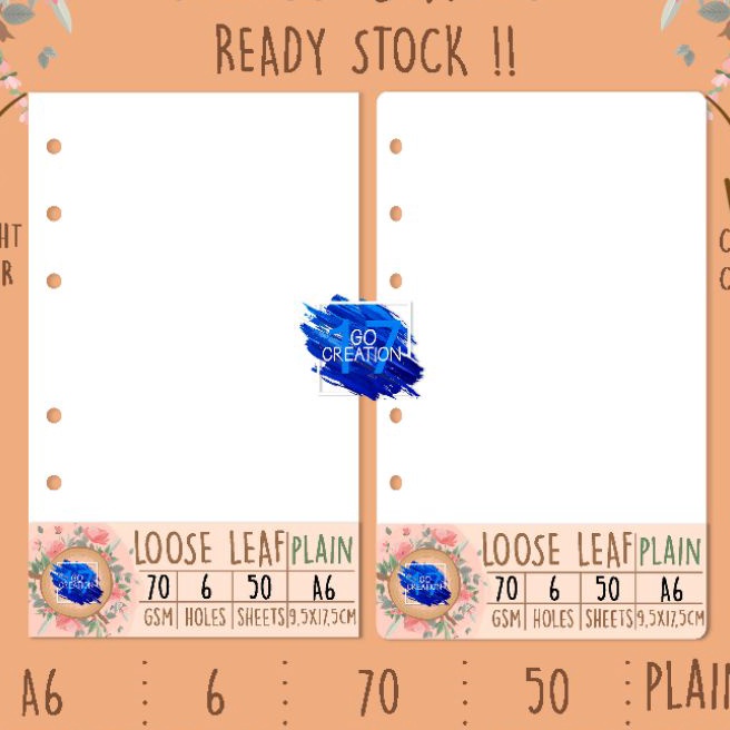 

Bonus Kes Isi BinderInsert BinderRefill Binder Polos Plain A6 6 Ring