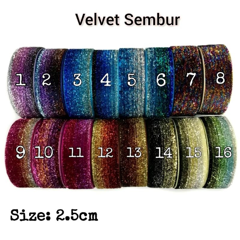 

1 YARD - 2.5 CM ( 1 inch) & 3,8 CM ( 1½" ) PITA BLUDRU GLITER | VELVET GLITER