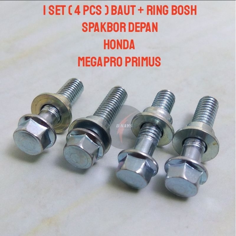 SET BAUT BAUD PLUS RING BOSH SPAKBOR SLEBOR DEPAN HONDA MEGAPRO PRIMUS