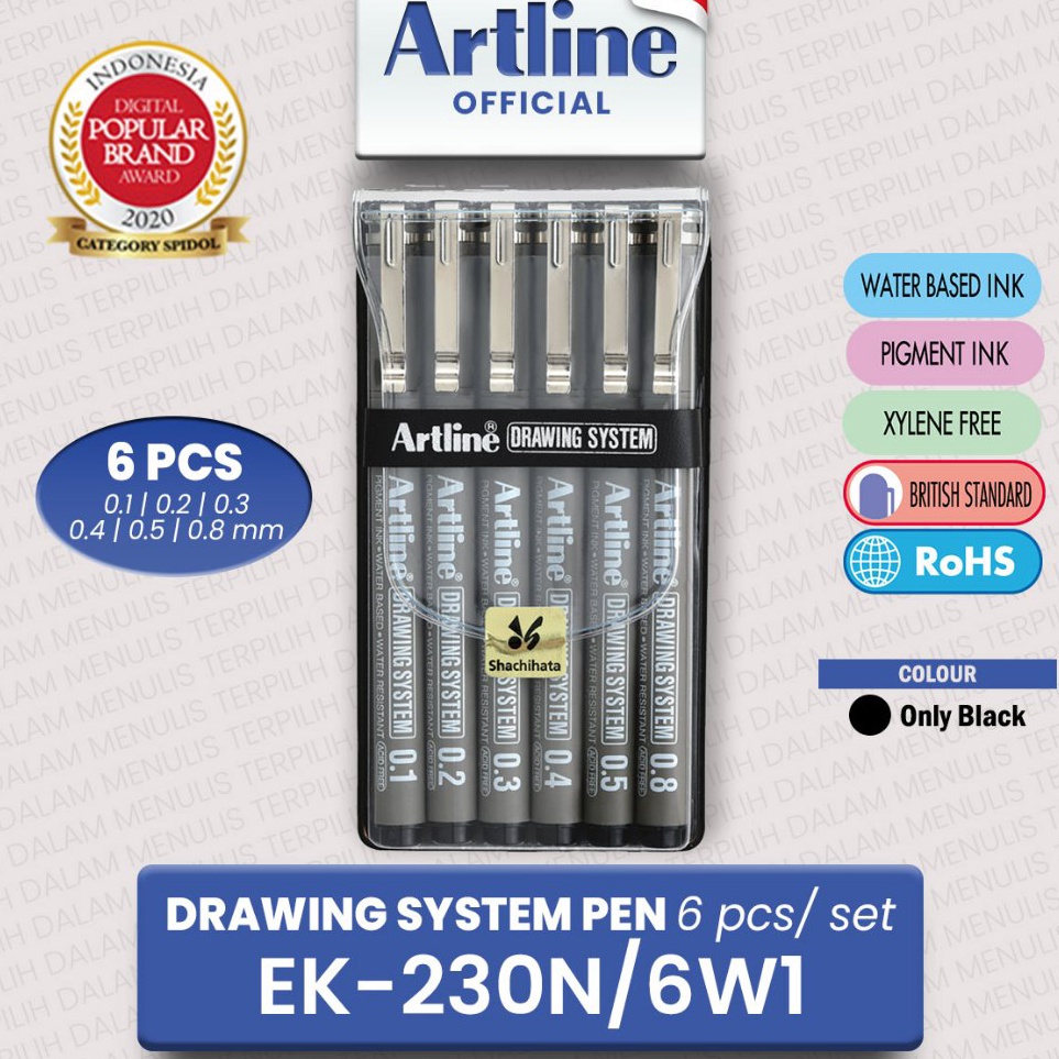 

Super Puas SET Artline DRAWING SYSTEM Technical Drawing Pen Set Case EK23N6W1 Drawing Pen 6 pcs